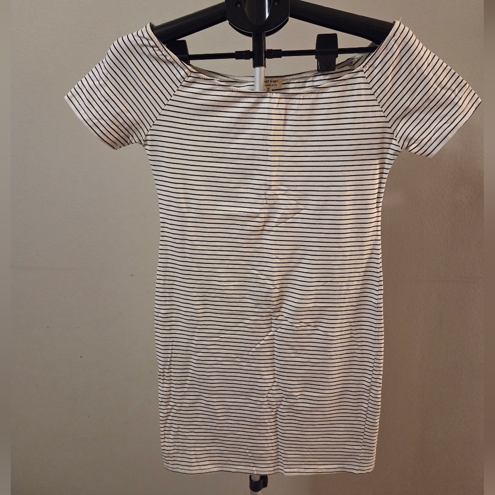 Heart Hips Black and White Striped Mini Dress